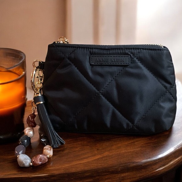 Anne Klein Black Quilted Wristlet - Picture 1 of 9